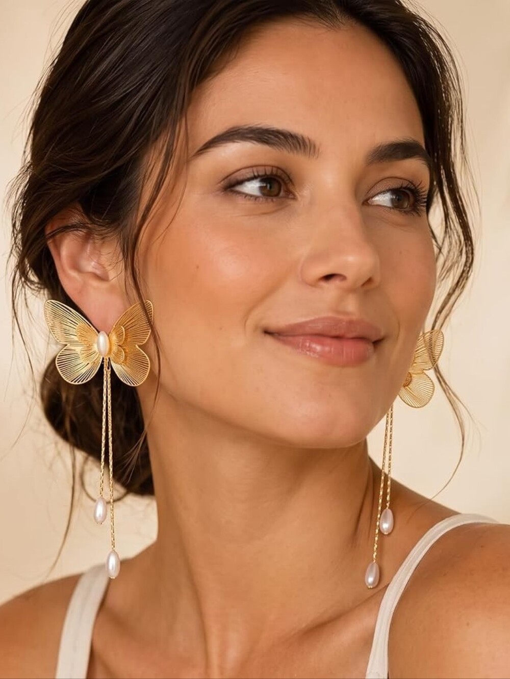 Dangle Butterfly Earrings Statement Gold Plated Hypoallergenic